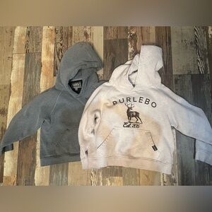 BURLEBO Kids' Deer Logo Hoodies in Light Gray and Dark Gray